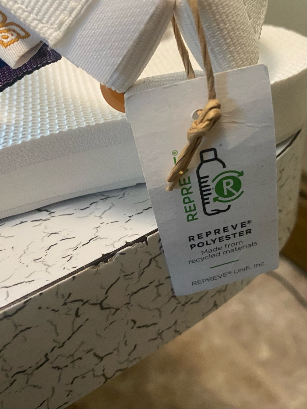 Teva White Sandals with Rainbow Webbing Detail - Picture 3 of 5